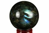 Flashy, Polished Labradorite Sphere - Great Color Play #180610-1
